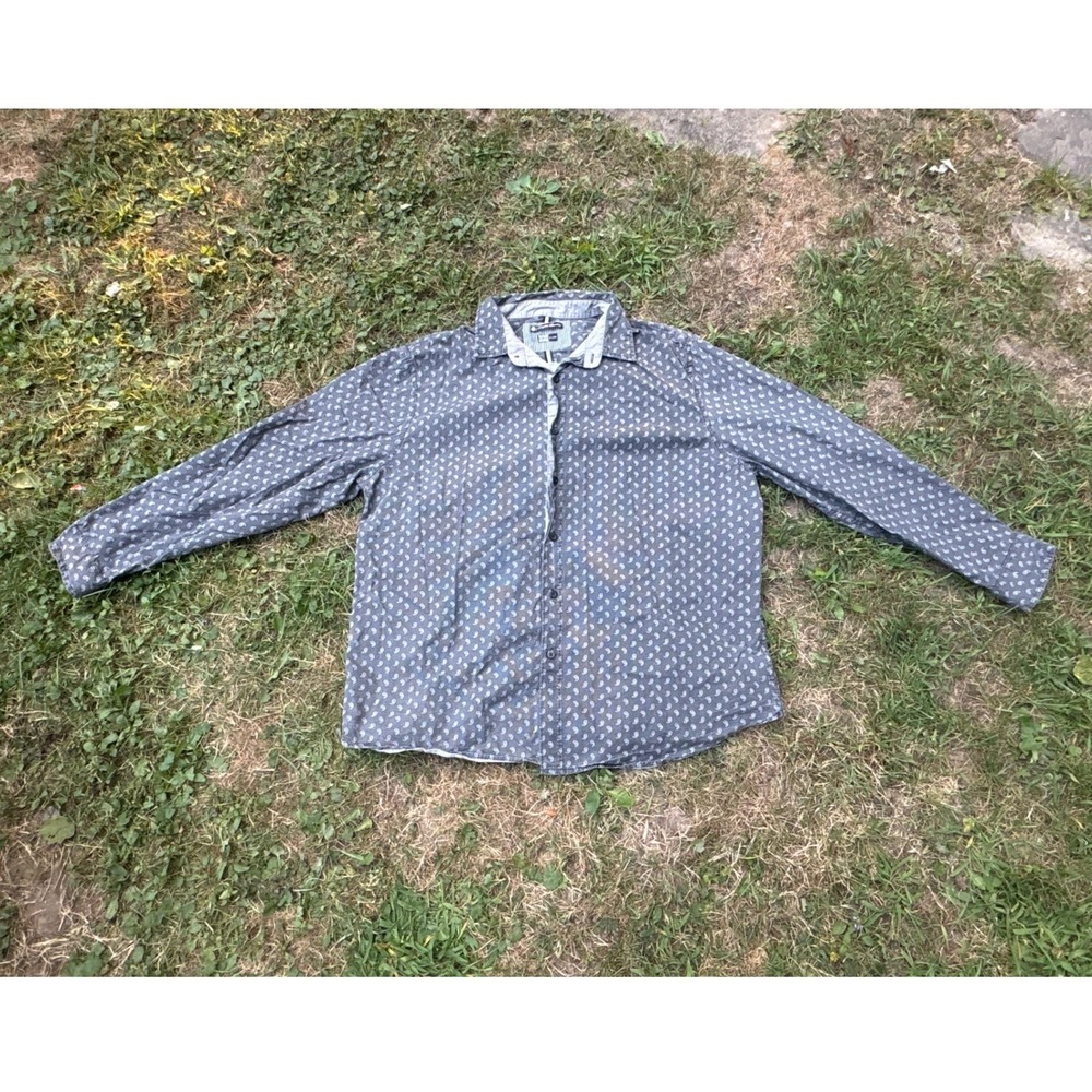 English Laundry Paisley‎ Button Up Shirt Mens XXL Gray Casual Luxe